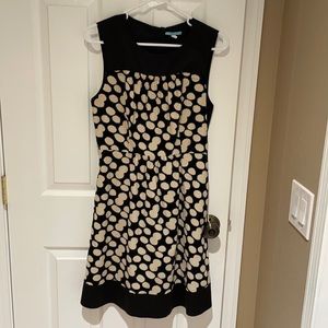 Anthropologie tan and black polka dot dress